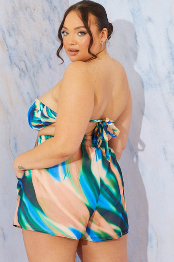 Abstract Print Chiffon Shorts